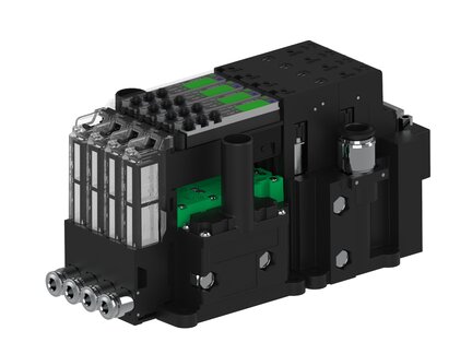 Eżektor piCOMPACT10X MICRO wys, przepływ podciśnienia, pojedynczy, 4 kanały, 2xzłącze Ø8, NC próżnia i przedmuch, (PC.S.MC1.S.AAA.S14.4X.28.EC.CCP26) (9929097) - Piab