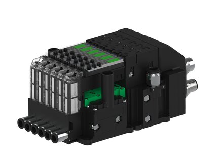 Eżektor piCOMPACT10X MICRO wys, przepływ podciśnienia, pojedynczy, 6 kanałów, 2xzłącze Ø8, NC próżnia i przedmuch, (PC.S.MC1.S.CBA.S16.6X.28.EC.CCP26) (9914928) - Piab