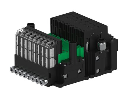Eżektor piCOMPACT10X MICRO dod.poziom podciśnienia, podwójny, 8 kanałów, 2xzłącze Ø8, NC próżnia i przedmuch, (PC.X.MC2.S.CBX.S14.8X.28.EC.CCN44) (9917846) - Piab