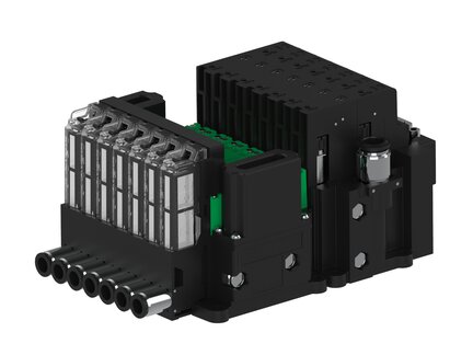 Eżektor piCOMPACT10X MICRO dod.poziom podciśnienia, podwójny, 7 kanałów, 2xzłącze Ø8, NC próżnia i przedmuch, (PC.X.MC2.S.DBX.S16.7X.28.EN.CCP44) (9930807) - Piab