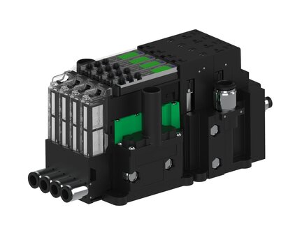 Eżektor piCOMPACT10X MICRO dod. wys, przepływ podciśnienia, podwójny, 4 kanały, 2xzłącze Ø8, NC próżnia i przedmuch, (PC.T.MC2.S.DBA.S16.4X.28.EC.CCPA) (9925263) - Piab