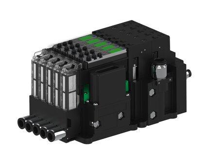 Eżektor piCOMPACT10X MICRO dod. wys, przepływ podciśnienia, pojedynczy, 5 kanałów, 2xzłącze Ø8, NC próżnia i przedmuch, (PC.T.MC1.S.BAA.S16.5X.28.EN.CCPA) (9932522) - Piab