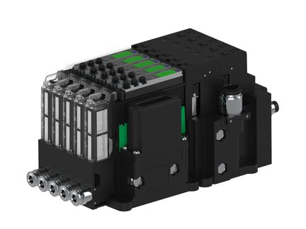 Eżektor piCOMPACT10X MICRO dod. wys, przepływ podciśnienia, podwójny, 5 kanałów, 2xzłącze Ø8, NC próżnia i przedmuch, (PC.T.MC2.S.CBA.S14.5X.28.EN.CCPA) (9918608) - Piab