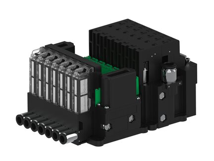 Eżektor piCOMPACT10X MICRO dod. wys, przepływ podciśnienia, podwójny, 7 kanałów, 2xzłącze Ø8, NC próżnia, (PC.T.MC2.S.EBX.S16.7X.28.EN.CP44) (9942892) - Piab