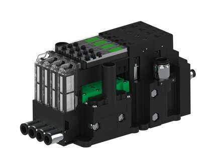 Eżektor piCOMPACT10X MICRO dod.poziom podciśnienia, pojedynczy, 4 kanały, 2xzłącze Ø8, NC próżnia i przedmuch, (PC.X.MC1.S.DBA.S16.4X.28.EC.CCPA) (9922602) - Piab