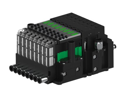 Eżektor piCOMPACT10X MICRO wys, przepływ podciśnienia, podwójny, 8 kanałów, 2xzłącze Ø8, NC próżnia i przedmuch, (PC.S.MC2.S.CBA.S16.8X.28.EC.CCNA) (9935758) - Piab
