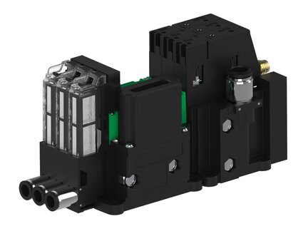Eżektor piCOMPACT10X MICRO dod.poziom podciśnienia, podwójny, 3 kanały, złącze Ø8, NC próżnia i przedmuch, (PC.X.MC2.S.CBX.S16.3X.8.EN.CCP6) (9974905) - Piab