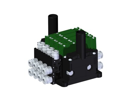 Eżektor kompaktowy piPUMP10X, dod. poziom podciśnienia, MICRO, podwójny (PP.X.MC2.S.A.X34.4.4.EC.CV) (9922037) - Piab
