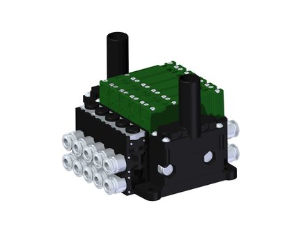Eżektor kompaktowy piPUMP10X, dod. poziom podciśnienia, MICRO, podwójny (PP.X.MC2.S.B.X24.5.4.EC.CV) (9974685) - Piab