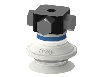 Przyssawka mieszkowa B20, Silikon SIL 50°, FDA, 5xM5 wew., zawór ster., podw.. przepł. (S.B20SF50.M5M5F.52) (9909705) - Piab