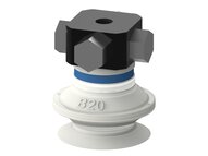Przyssawka mieszkowa B20, Silikon SIL 50°, FDA, 5xM5 wew., zawór ster., podw.. przepł. (S.B20SF50.M5M5F.52) (9909705) - Piab