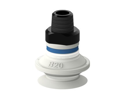 Przyssawka mieszkowa B20, Silikon SIL 50°, FDA, NPT 1/8" zew., filtr siatkowy (S.B20SF50.NT18M.01) (9909657) - Piab