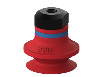 Przyssawka mieszkowa B20, Silikon SIL 50°, M5 wew., zawór ster., podw.. przepł. (S.B20S50.MM5F.52) (0101177) - Piab