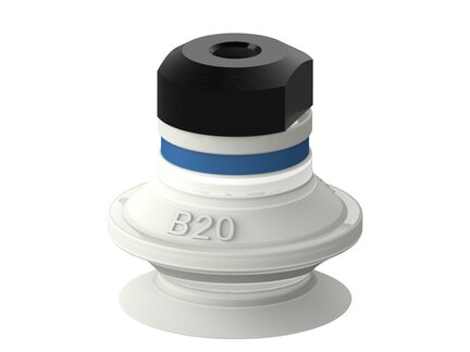 Przyssawka mieszkowa B20, Silikon SIL 50°, FDA, M5 wew., zawór ster., podw.. przepł. (S.B20SF50.MM5F.52) (9909701) - Piab