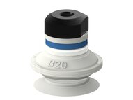 Przyssawka mieszkowa B20, Silikon SIL 50°, FDA, M5 wew., zawór ster., podw.. przepł. (S.B20SF50.MM5F.52) (9909701) - Piab