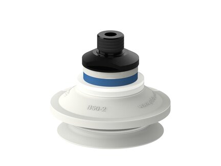 Przyssawka mieszkowa B50-2, Silikon SIL 50°, FDA, G1/4" zew., podwójny zawór przepływu (S.B50-2SF50.G14M.50) (9909618) - Piab