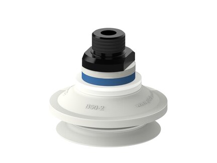 Przyssawka mieszkowa B50-2, Silikon SIL 50°, FDA, G3/8" zew., podwójny zawór przepływu (S.B50-2SF50.G38M.50) (9911007) - Piab