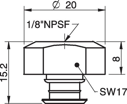 Mocowanie 1/8" NPSF wew., 30–40, z zaworem sterującym o podwójnym przepływie (3251006) - Piab