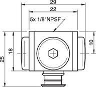 Mocowanie 5x1/8" NPSF wew., 30–40, z zaworem sterującym o podwójnym przepływie (3251011) - Piab
