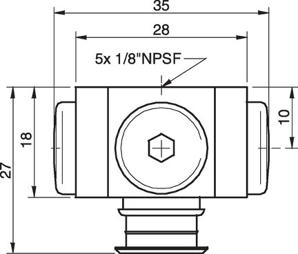 Mocowanie 5x1/8" NPSF wew., 50, z zaworem sterującym o podwójnym przepływie (3251017) - Piab
