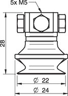 Przyssawka mieszkowa B20, Silikon SIL 50°, 5xM5 wew., zawór ster., podw.. przepł. (S.B20S50.M5M5F.52) (0101181) - Piab