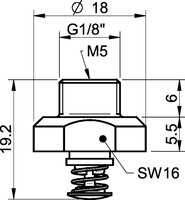 Mocowanie G 1/8 GZ / M5 GW, z zaworem stożkowym - Piab
