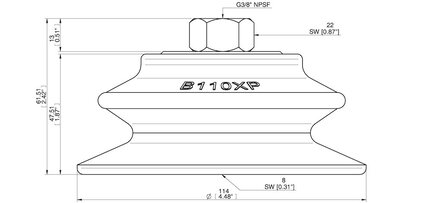 Przyssawka mieszkowa B110XP, PU60°, 3/8" NPSF wew., (B110XP.5E.N40W) (0205885) - Piab