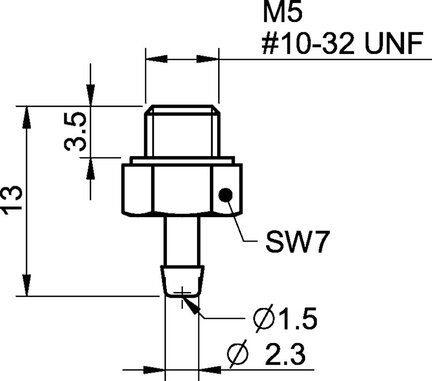 Króciec do przewodu M5 zew., przewód 5–8 (3107031) - Piab