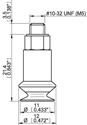 Przyssawka mieszkowa B10-2, Chloropren 60°, M5 zew., bez filtra (S.B10-2CR60.MM5M.00) (3150023) - Piab