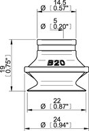 Przyssawka mieszkowa B20, Nitryl HNBR 50°, bez filtra (S.B20HN50.XXX.00) (0128712) - Piab