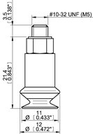 Przyssawka mieszkowa B10-2, Silikon SIL 50°, M5 zew., bez filtra (S.B10-2S50.MM5M.00) (3150023S) - Piab