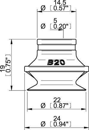 Przyssawka mieszkowa B20, (B20.20) (0101102) - Piab