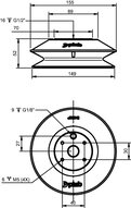 Przyssawka mieszkowa B150, PU60°, G1/2" wew., bez filtra (S.B150P60.G12F.00) (0241410) - Piab