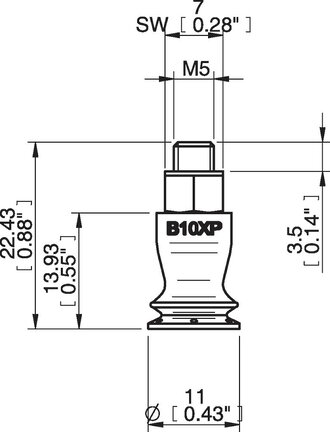 Przyssawka mieszkowa B10X, PU60°, M5 zew., bez filtra (S.B10XP60.MM5M.00) (0205168) - Piab