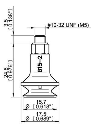 Przyssawka mieszkowa B15-2, Chloropren 60°, M5 zew., bez filtra (S.B15-2CR60.MM5M.00) (3250037) - Piab