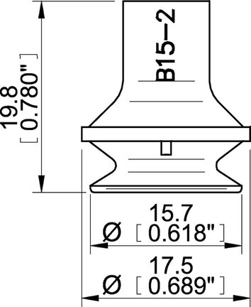Przyssawka mieszkowa B15-2, Silikon SIL 50°, FDA, bez filtra (S.B15-2SF50.XXX.00) (0200271) - Piab