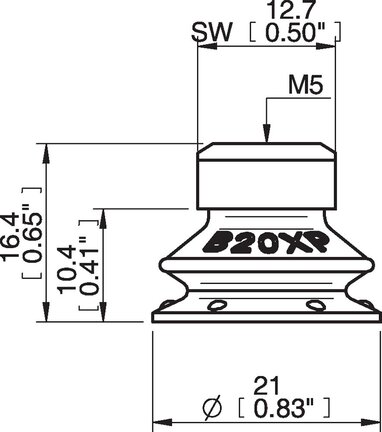 Przyssawka mieszkowa B20X, PU60°, M5 wew., bez filtra (S.B20XP60.MM5F.00) (0205175) - Piab