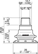 Przyssawka mieszkowa B25X, PU60°, NPT 1/8" zew., filtr siatkowy (S.B25XP60.NT18M.01) (0205188) - Piab
