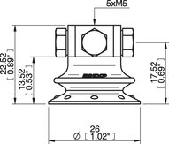 Przyssawka mieszkowa B25X, PU30°/60°, 5xM5 wew., bez filtra (S.B25XP3060.M5M5F.00) (0205096) - Piab