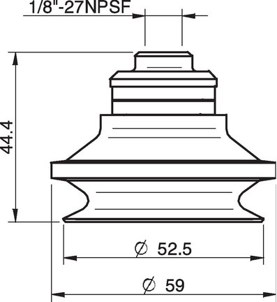 Przyssawka mieszkowa B50-2, Nirtyl-PCV 50°, NPSF 1/8" wew. kompozyt, dysk filtr. (S.B50-2NP50.NS18FC.02) (0110957) - Piab
