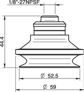 Przyssawka mieszkowa B50-2, Nirtyl-PCV 50°, NPSF 1/8" wew. kompozyt, dysk filtr. (S.B50-2NP50.NS18FC.02) (0110957) - Piab