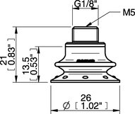 Przyssawka mieszkowa B25X, PU60°, G1/8"/M5 wew., filtr siatkowy (S.B25XP60.G18MMM5F.01) (0205190) - Piab
