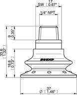 Przyssawka mieszkowa B35X, PU30°/60°, NPT 1/4" zew., filtr siatkowy (S.B35XP3060.NT14M.01) (0205106) - Piab