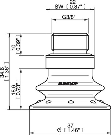 Przyssawka mieszkowa B35X, PU60°, G3/8" zew., filtr siatkowy (S.B35XP60.G38M.01) (0205197) - Piab