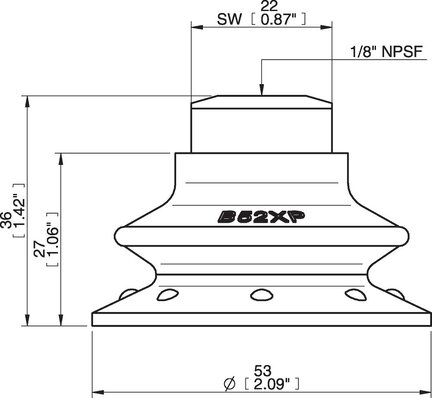 Przyssawka mieszkowa B52XP, PU30°/60°, NPSF 1/8" wew., filtr siatkowy (S.B52XP3060.NS18F.01) (0205110) - Piab