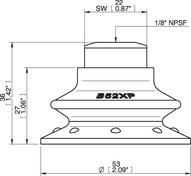 Przyssawka mieszkowa B52XP, PU30°/60°, NPSF 1/8" wew., filtr siatkowy (S.B52XP3060.NS18F.01) (0205110) - Piab