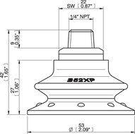 Przyssawka mieszkowa B52XP, PU30°/60°, NPT 1/4" zew., filtr siatkowy (S.B52XP3060.NT14M.01) (0205131) - Piab