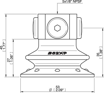Przyssawka mieszkowa B52XP, PU60°, NPSF 5x1/8" wew., bez filtra (S.B52XP60.NS518F.00) (0205207) - Piab