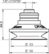 Przyssawka mieszkowa B50, Nirtyl-PCV 50°, NPSF 1/8" wew. kompozyt, bez filtra (S.B50NP50.NS18FC.00) (0111063) - Piab