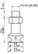 Przyssawka mieszkowa B8, Silikon SIL 50°, FDA, M5 zew., bez filtra (S.B8SF50.MM5M.00) (9909605) - Piab